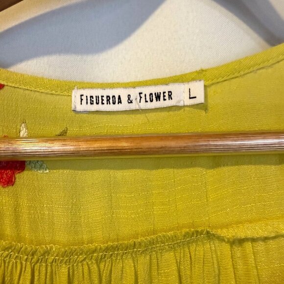 Figueroa & Flower Floral‎ Embroidered Peasant Blouse L Boho Cottagecore Fairy - Picture 3 of 5